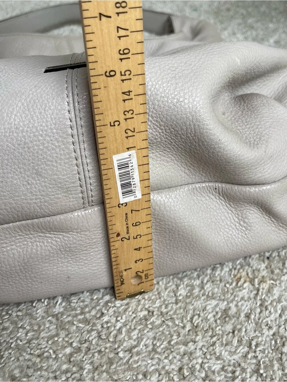 Rebecca Minkoff Grey Pebbled Hobo Shoulder Bag Zip Silver Hardware